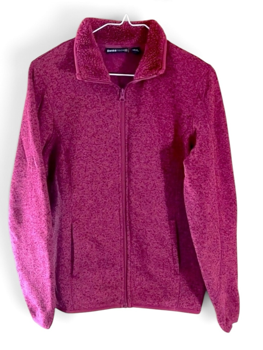 Swiss Tech Cranberry Knit Fleece Lined Sweater Jacket